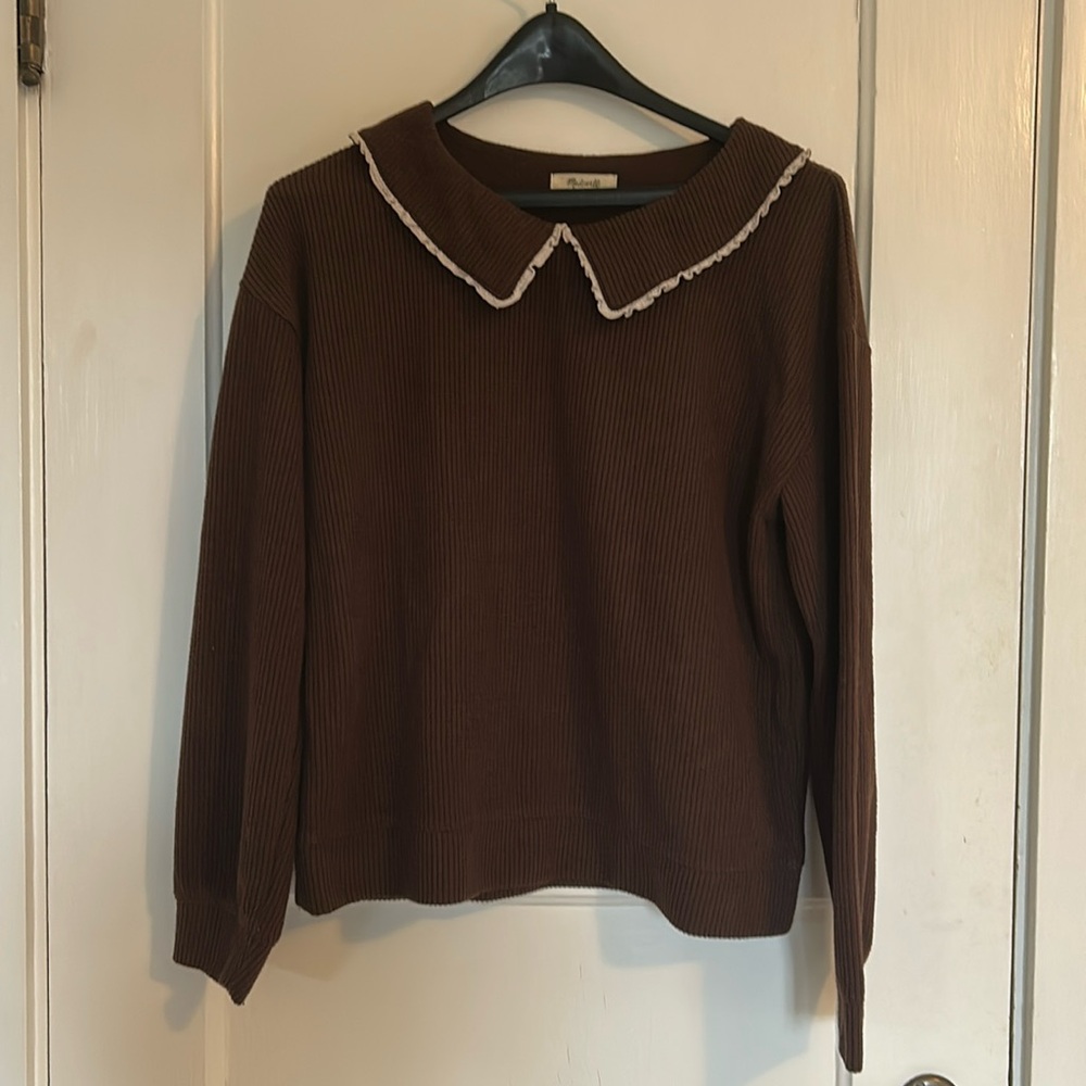 Madewell knit blouse with cute ruffle collar